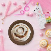 Cinnamon Bun met Icing Papieren Bordje (Feest)