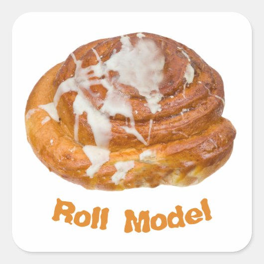 Cinnamon Bun Roll Model Vierkante Sticker (Voorkant)
