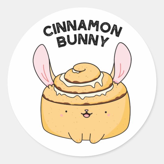 Cinnamon Bunny Funny Cinnamon Bun Pun Ronde Sticker (Voorkant)