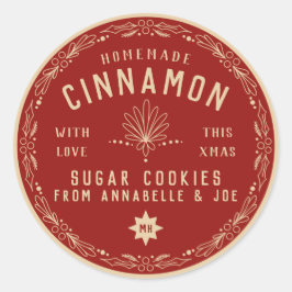 Cinnamon Cookie Kerstmis, cadeaulabel Ronde Sticker