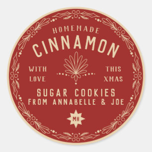 Cinnamon Cookie Kerstmis, cadeaulabel Ronde Sticker