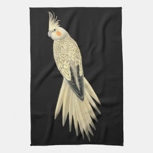 Cinnamon Pearl Pied Cockatiel Parrot Kitchen Towel Theedoek (Verticaal)