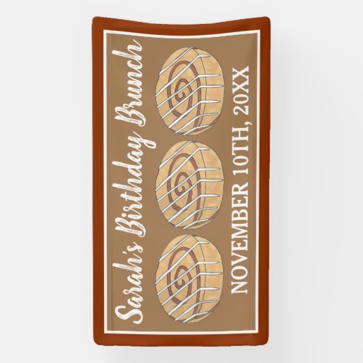 Cinnamon Roll Bun Pastry Birthday Party Brunch Spandoek (Verticaal)