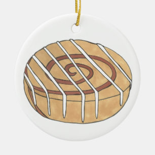 Cinnamon Roll Bun Pastry Chef Bakery Cafe Keramisch Ornament