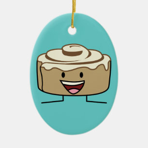 Cinnamon Roll Bun pastry gooey sugar swirl Danish Keramisch Ornament