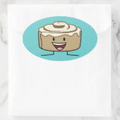 Cinnamon Roll Bun pastry gooey sugar swirl Danish Ovale Sticker (Tas)
