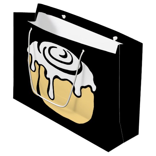 Cinnamon Roll Honey Bun Cute Cartoon Design Black Large Cadeauzakje (Voorkant Gekanteld)