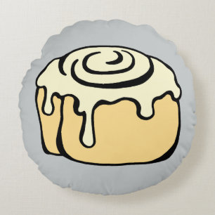 Cinnamon Roll Honey Bun Cute Funny Cartoon Grey Rond Kussen