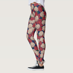 Cinnamon Roll Lovers Rozen Floral Foodie Humor Leggings