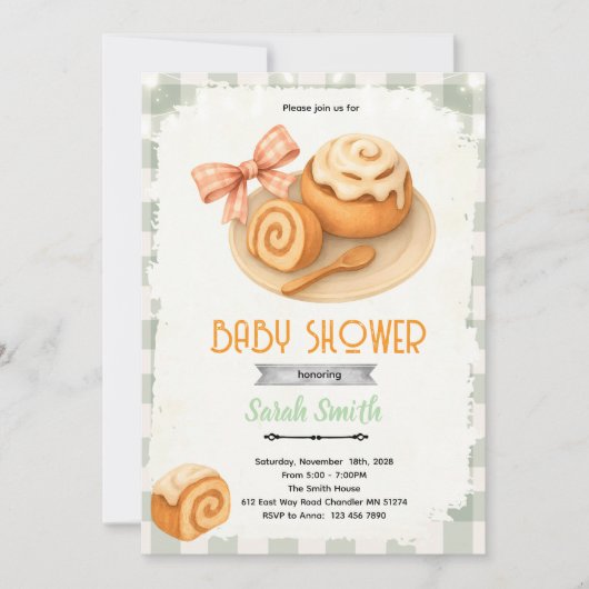 Cinnamon Roll party theme invitation Kaart (Voorkant)