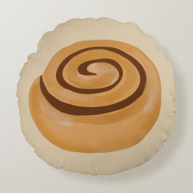 Cinnamon Roll Rond Kussen (Voorkant)