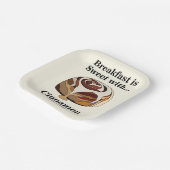 Cinnamon Roll Sweet Bun Ontbijtfeestje Papieren Bordje (Gebogen)