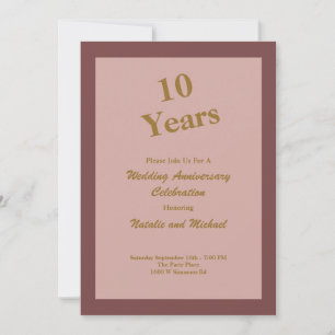 Cinnamon Roos 10th Wedding Jubileum Uitnodiging