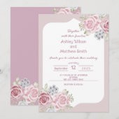 Cinnamon Roos floral bruiloft Kaart (Voorkant / Achterkant)