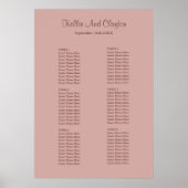 Cinnamon Roos Simple Wedding Seating Chart Poster (Voorkant)
