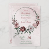 cinnamon roos witte florale spier save the date (Voorkant / Achterkant)