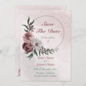 cinnamon roos witte florale spier save the date (Voorkant / Achterkant)
