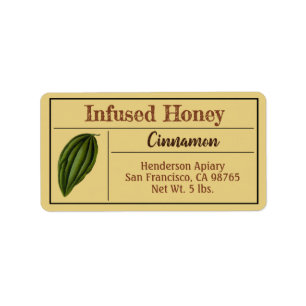 Cinnamon Spice Amber Gold Infused Honey Jar Etiket