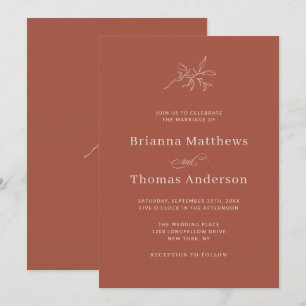 Cinnamon Spice Eenvoudige Elegante Fall Wedding Kaart