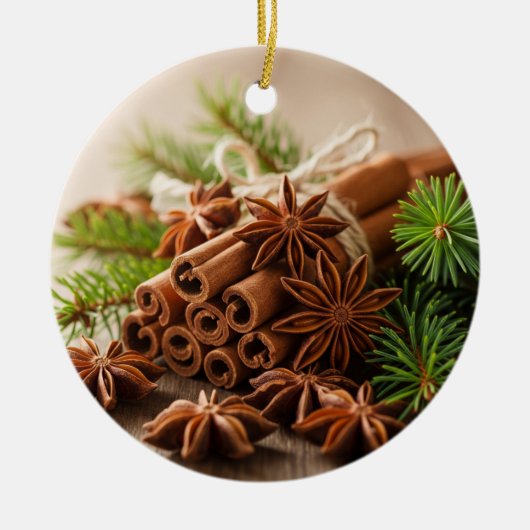 Cinnamon Spice Kerstversiering Keramisch Ornament (Voorkant)
