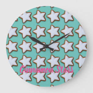 Cinnamon Star Cookies Patroon Kerstmis en Kerstmis Grote Klok