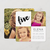 CINQ 5e anniversaire garçon fille Carte photo (Devant / Derrière)