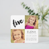 CINQ 5e anniversaire garçon fille Carte photo (Debout devant)