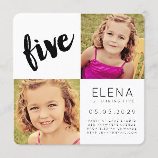 CINQ 5e anniversaire garçon fille Carte photo