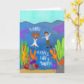 Cinq ans sous l'eau drôle carte d'anniversaire (Fleur jaune)