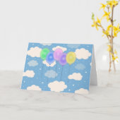 Cinq ballons colorés Carte d'anniversaire (Fleur jaune)