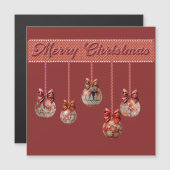 Cinq belles boules de Noël Carte magnétique (Devant / Derrière)
