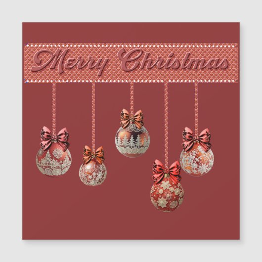 Cinq belles boules de Noël Carte magnétique (Devant)