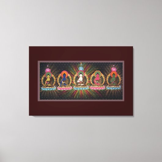 Cinq Bouddhas Dhyani Enveloppés En Toile (Recto)