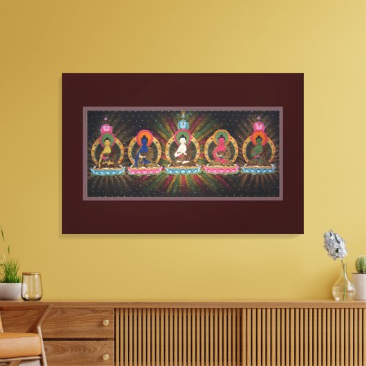 Cinq Bouddhas Dhyani Enveloppés En Toile (Insitu(Salon))