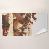 CINQ CAMELS SUR LE TERRAIN (Serviette de bain)