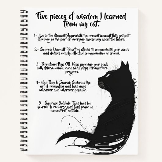 Cinq chats Wisdom Black Cat Design Carnet spiral (Devant)