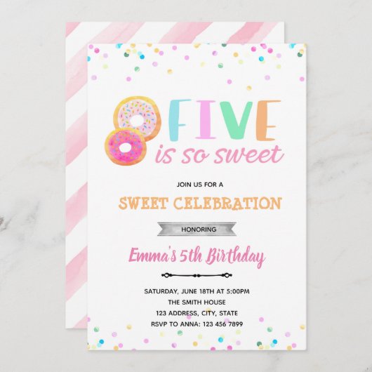 Cinq est si doux invitation glace (Devant / Derrière)