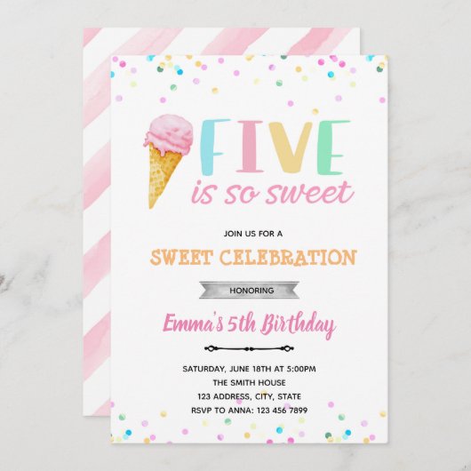 Cinq est tellement douce invitation à la crème gla (Devant / Derrière)