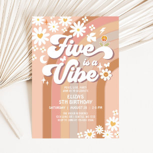 Cinq est une invitation d'anniversaire Vibe Hippie