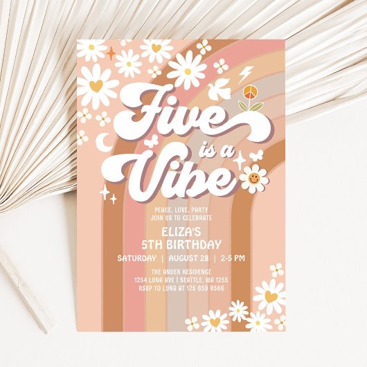 Cinq est une invitation d'anniversaire Vibe Hippie