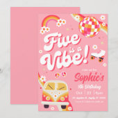 Cinq est une invitation de fête d'anniversaire rét (Devant / Derrière)
