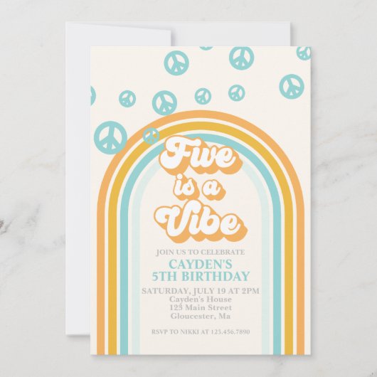 Cinq est une invitation de fête d'anniversaire rét (Devant)
