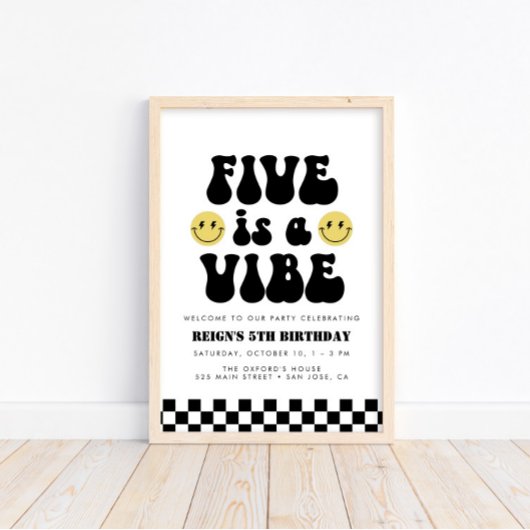 Cinq est une Vibe | Boys 5th Birthday Affiche de b