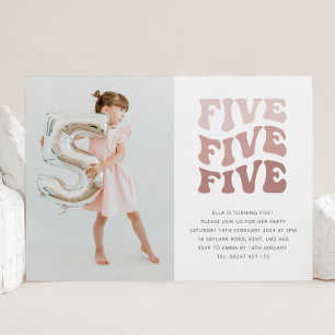 Cinq Invitation de Photo de Paysage Rouge Rétro