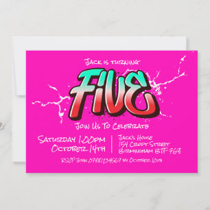 Cinq Invitation Graffiti Clair
