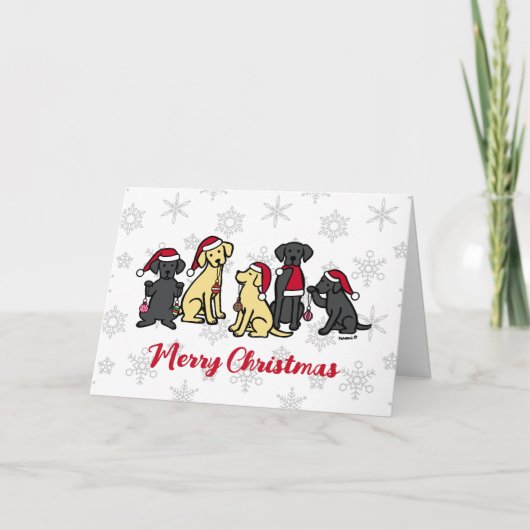 Cinq Labradors Carte de Noël de Noël (Devant)