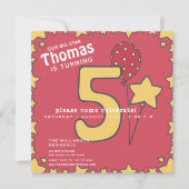 Cinq mignonnes enfants rouges jaunes 5e invitation (Devant)