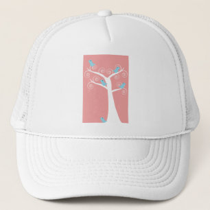 Cinq oiseaux bleus dans un Casquette d'arbre