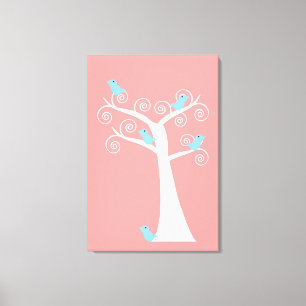 Cinq oiseaux bleus dans une impression sur toile t