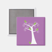 Cinq oiseaux verts dans un arbre Magnet (Recto/Verso)